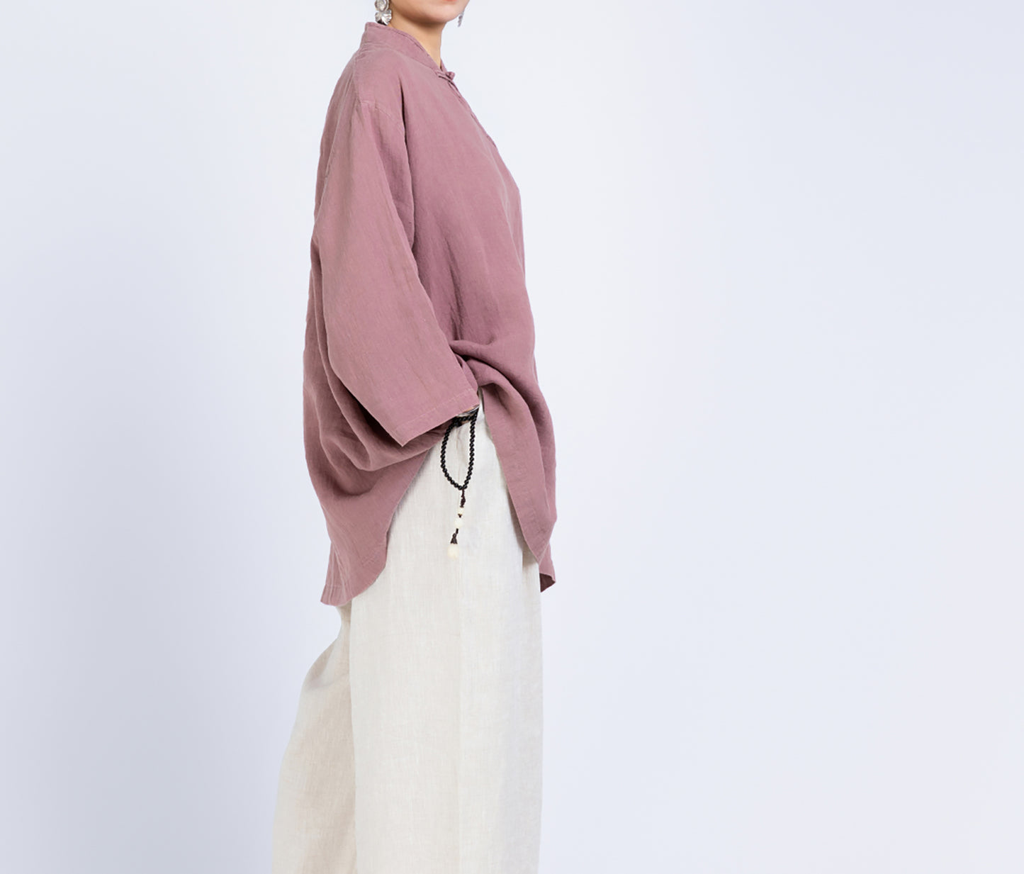 edoa Loose Heavy Weight Linen Retro Blouse