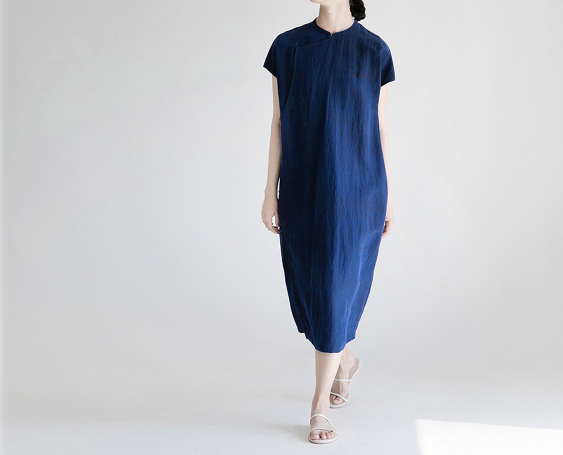 edoa Cracked Mud Silk Qipao Dress