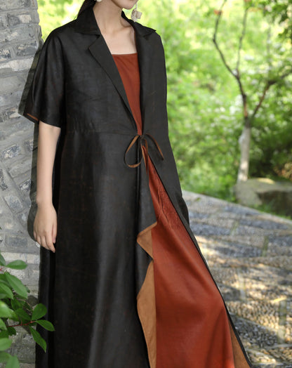 edoa Cracked Mud Silk Duster Coat