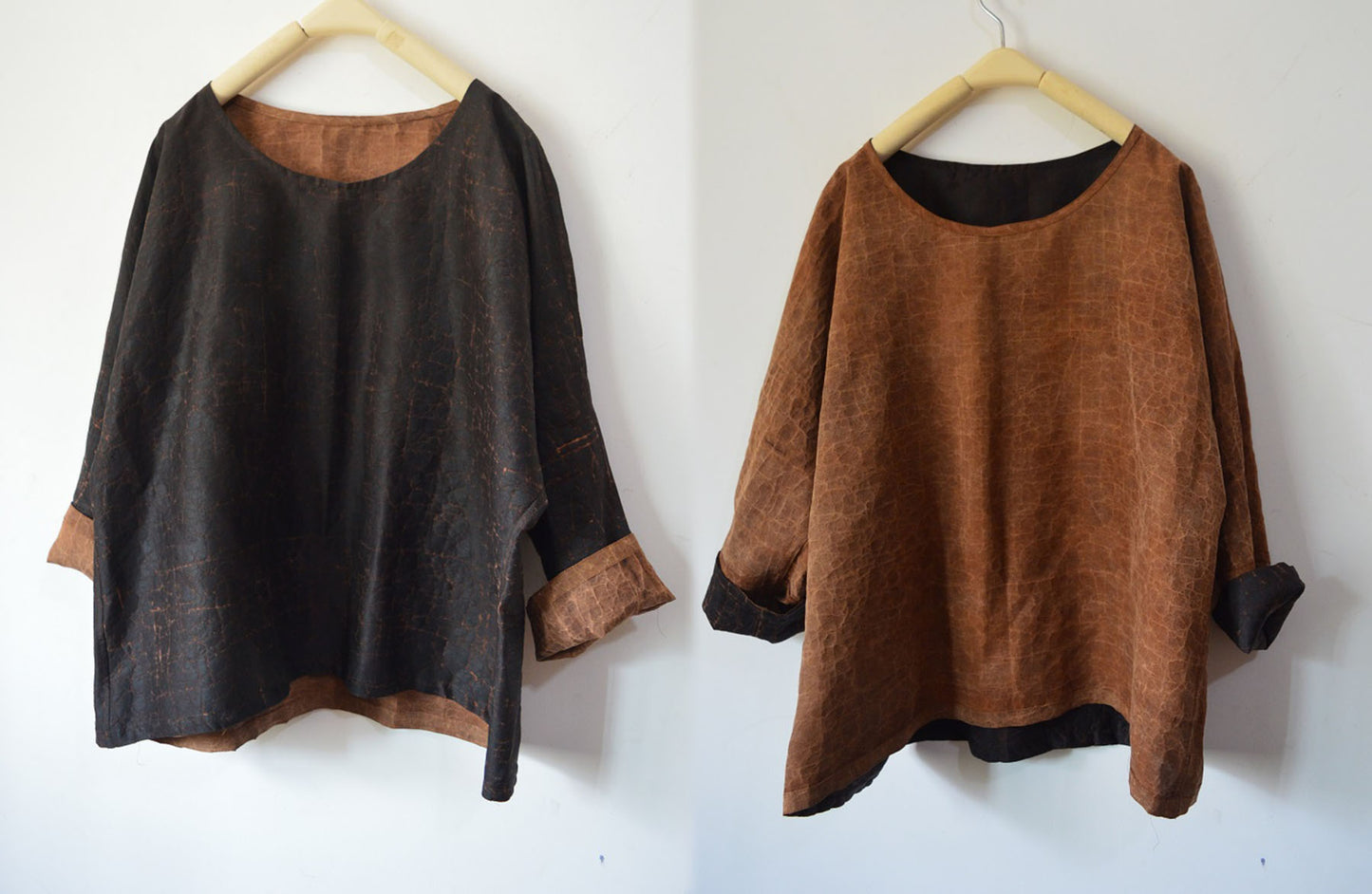 edoa Reversible Cracked Mud Silk Top