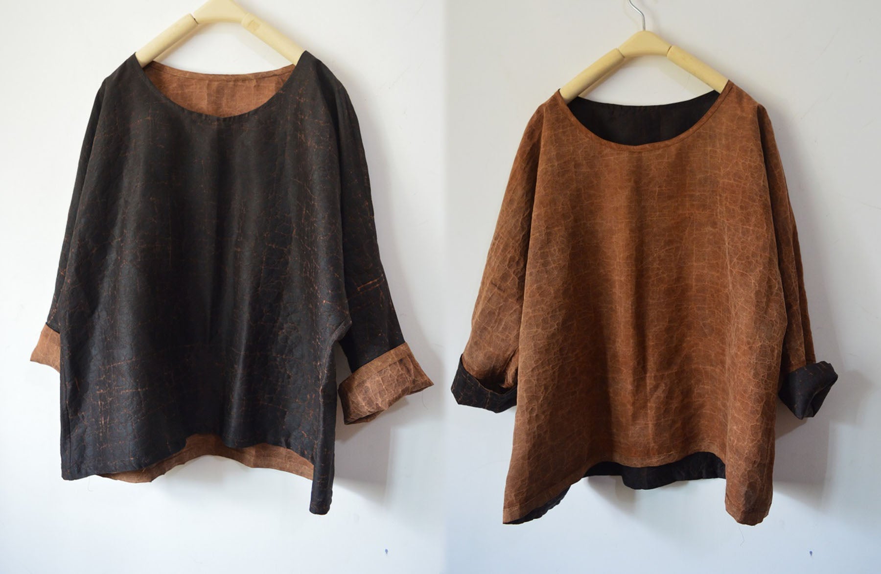 edoa Reversible Cracked Mud Silk Top