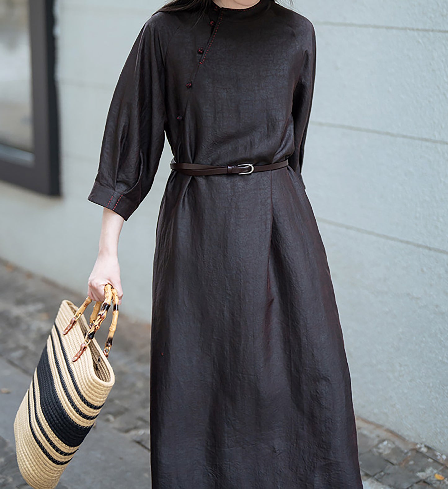 edoa Cracked Mud Silk Full Dress
