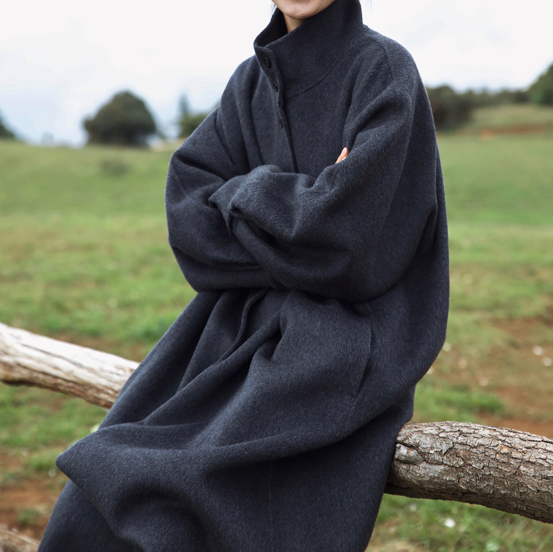 edoa Premium Double Faced Alpaca Oversized Coat