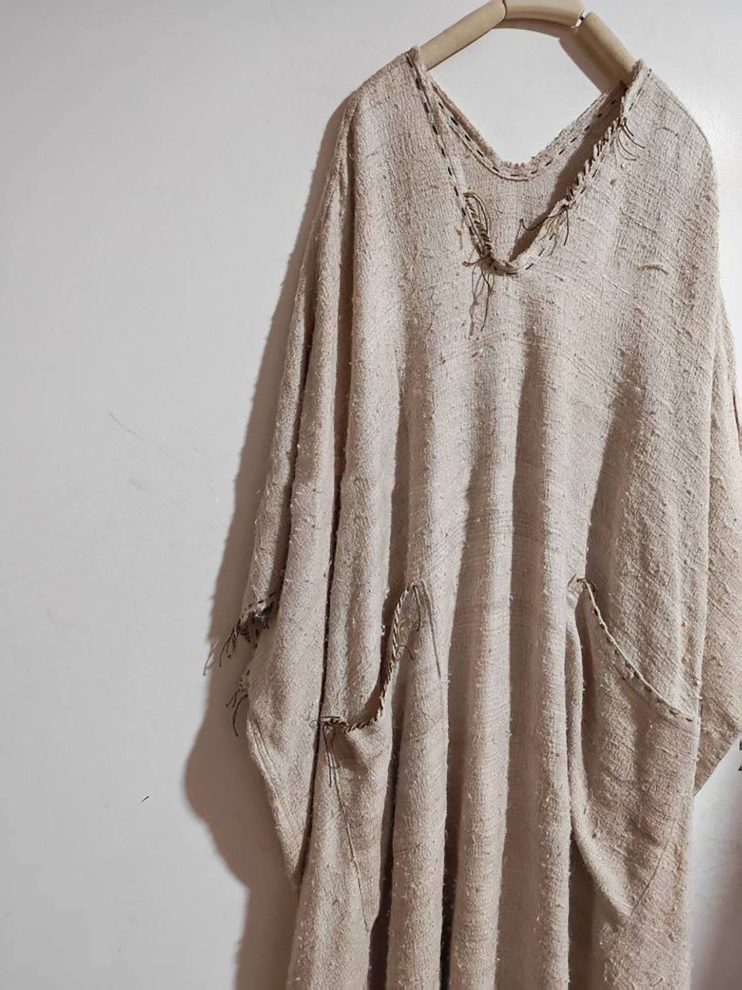 Oversized Natural Tussah Silk Slub Dress dr0391 X326