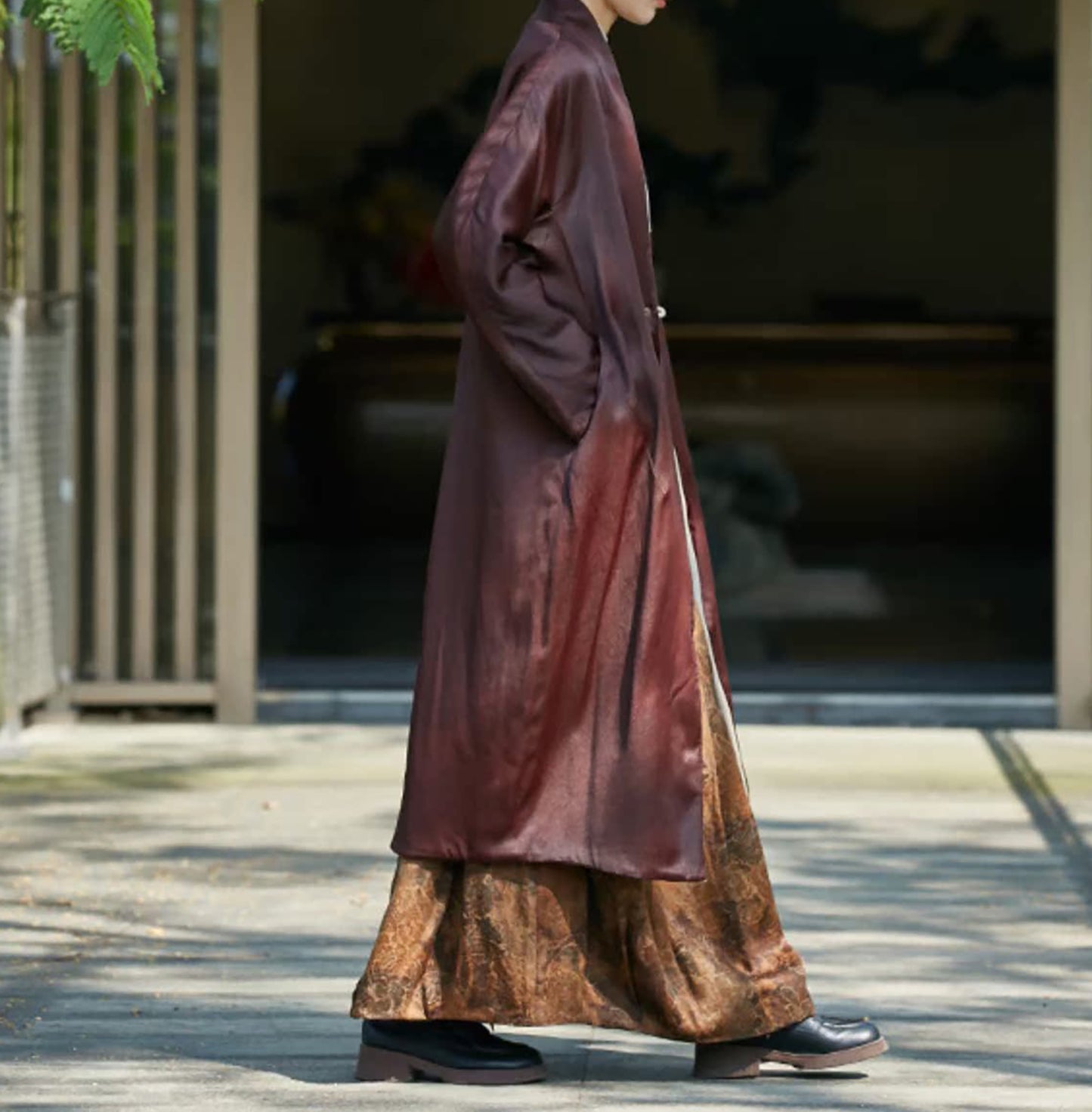 edoa Reversible Double Face Wool and Mud Silk Hanfu Coat 