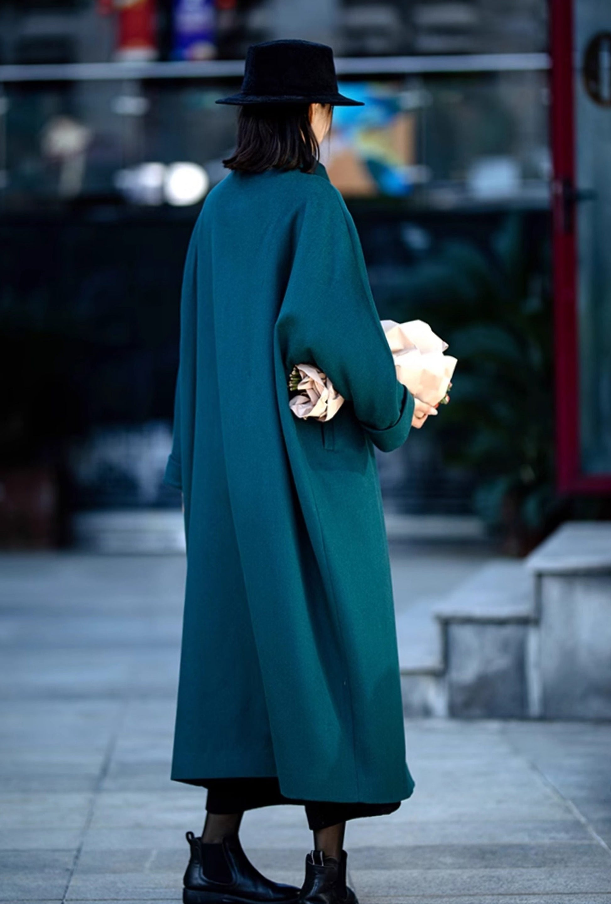 edoa Vintage Style Long Wool Coat 
