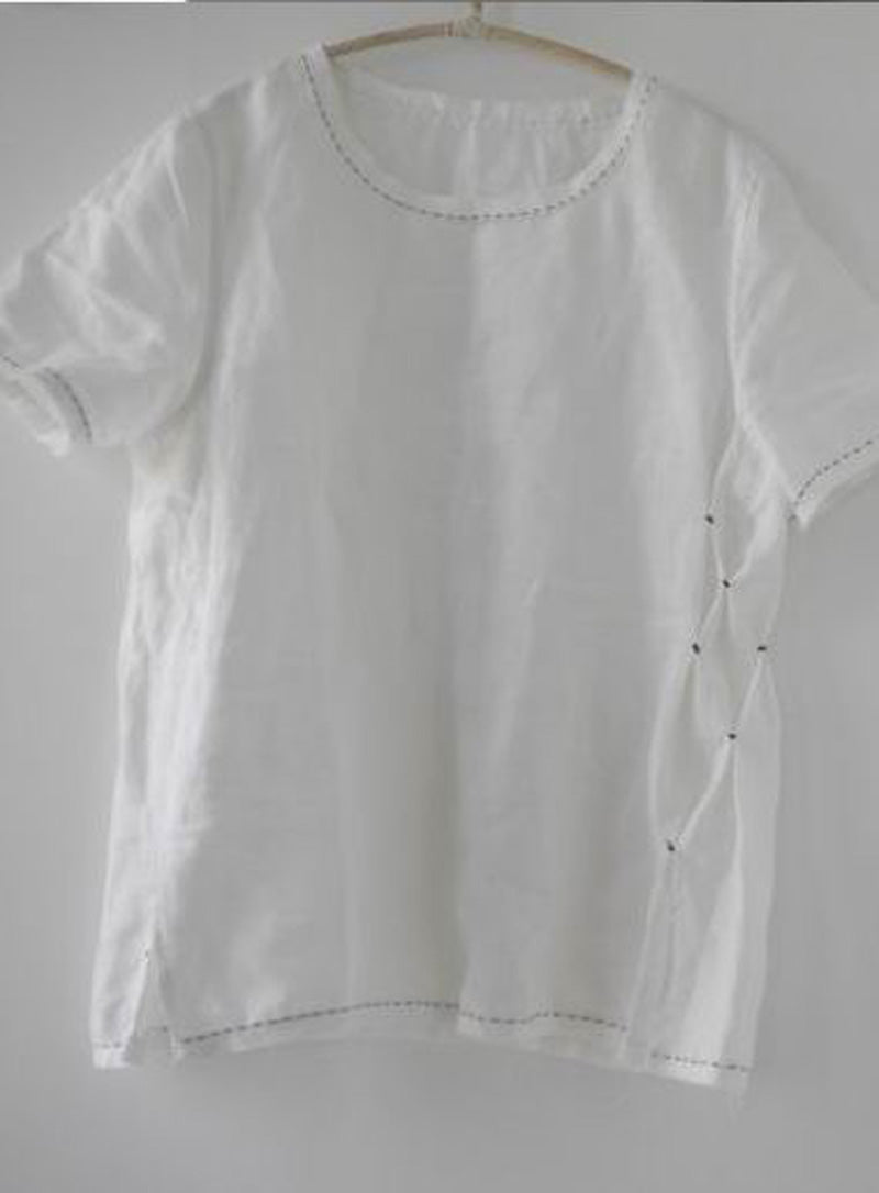 edoa Hand Stiched Deco Linen Blouse