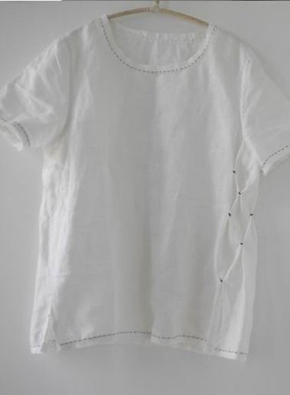edoa Hand Stiched Deco Linen Blouse
