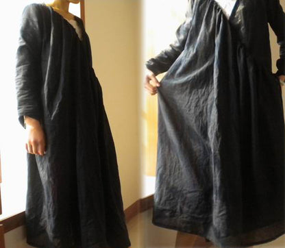 Asymmetrical Linen Long Coat Jacket co0098 018