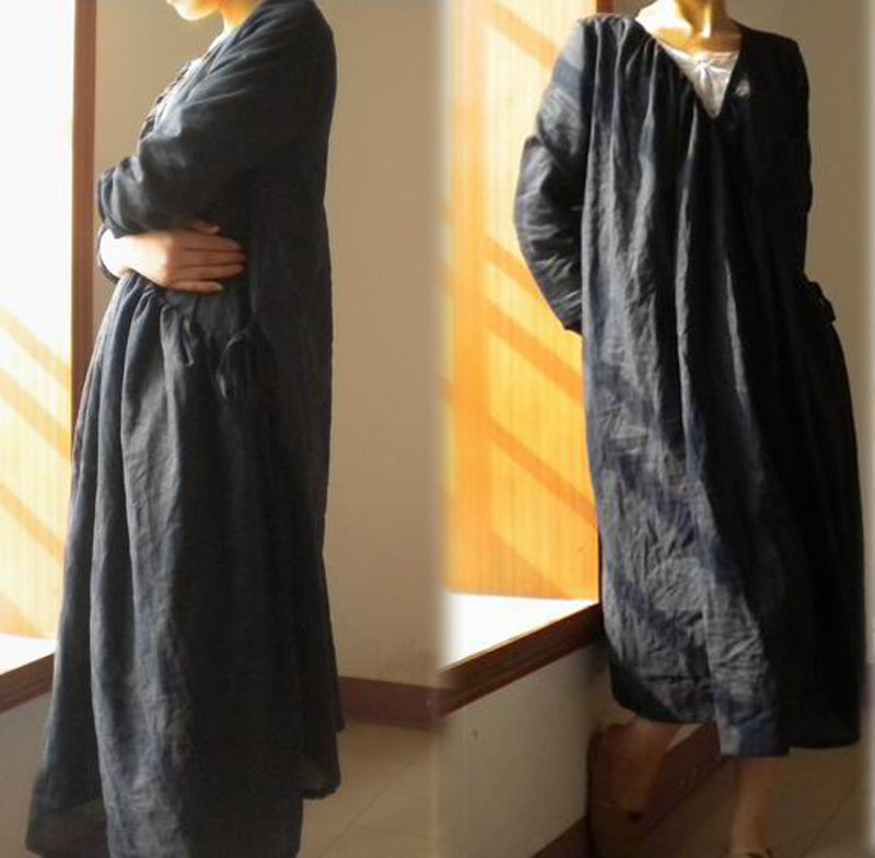 Asymmetrical Linen Long Coat Jacket co0098 018