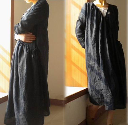 Asymmetrical Linen Long Coat Jacket co0098 018