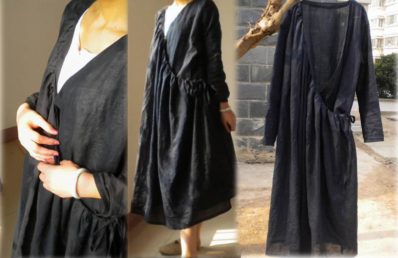 Asymmetrical Linen Long Coat Jacket co0098 018