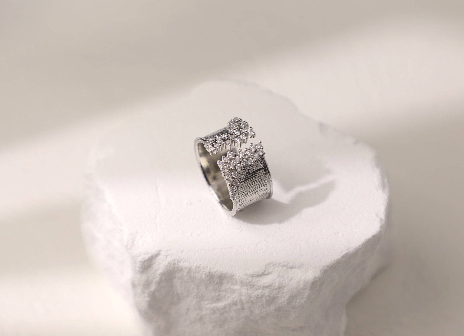 Dainty pave diamond ring