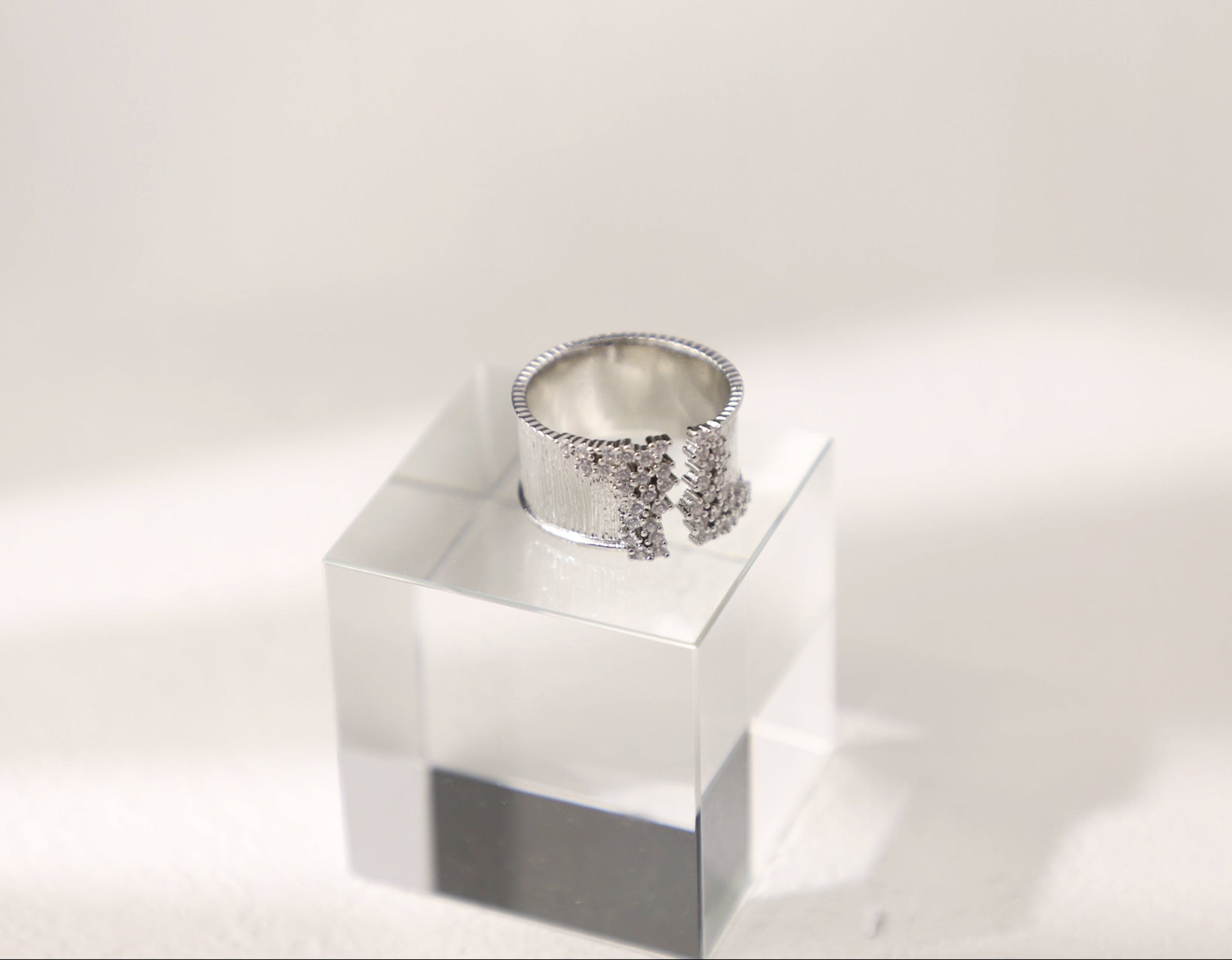 Dainty pave diamond ring