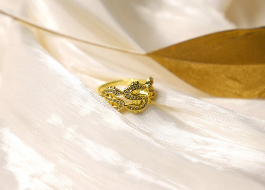 gold dollar sign ring