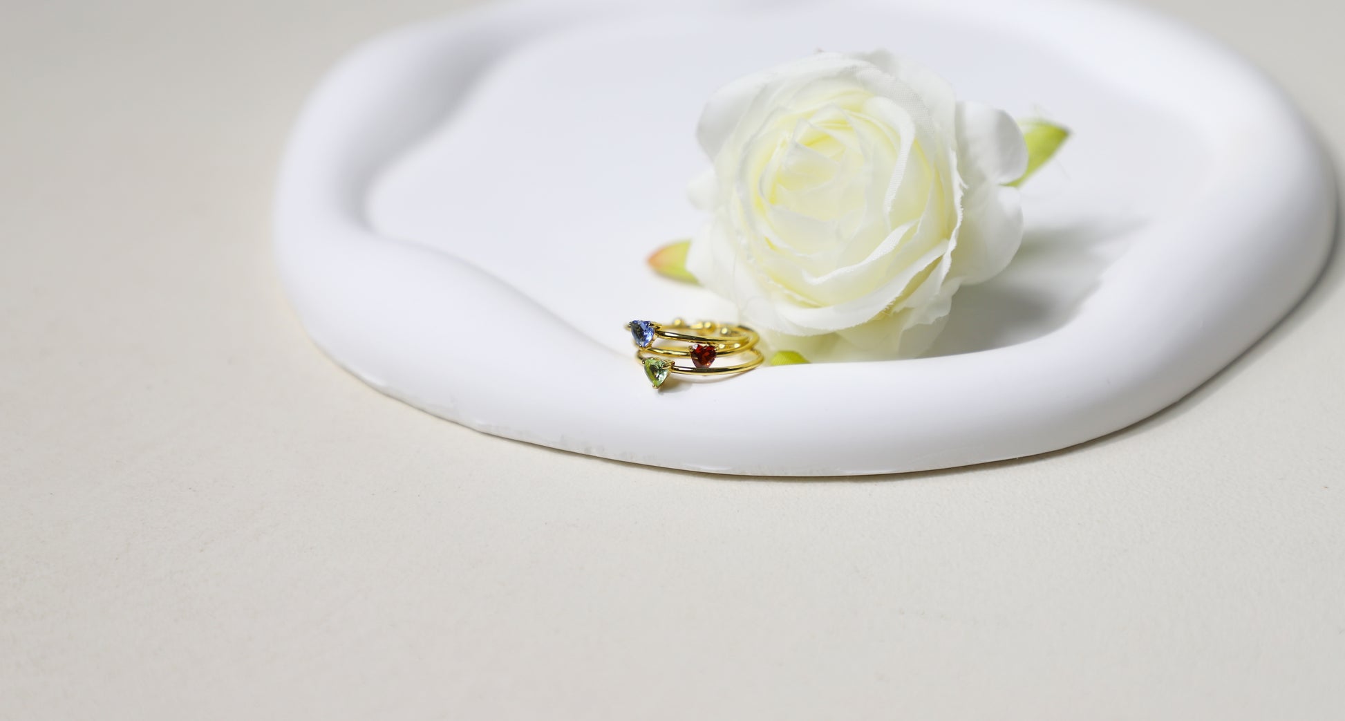 Tiny heart birthstone ring