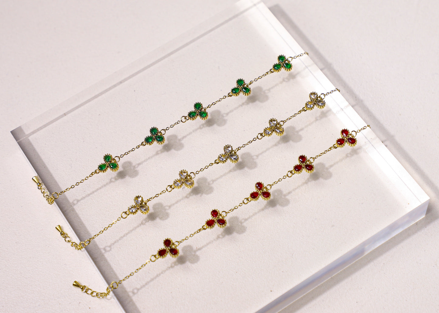clover leaf birthstone bracelet