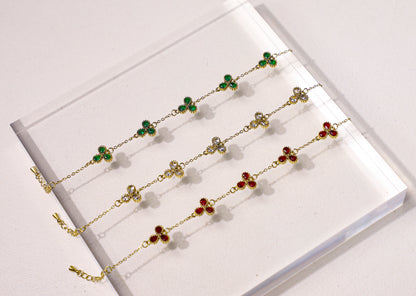 clover leaf birthstone bracelet