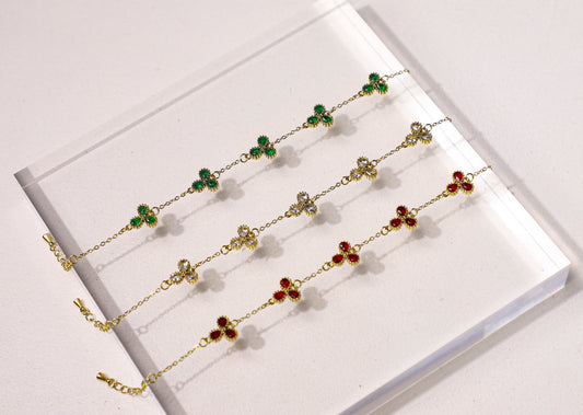 clover leaf birthstone bracelet