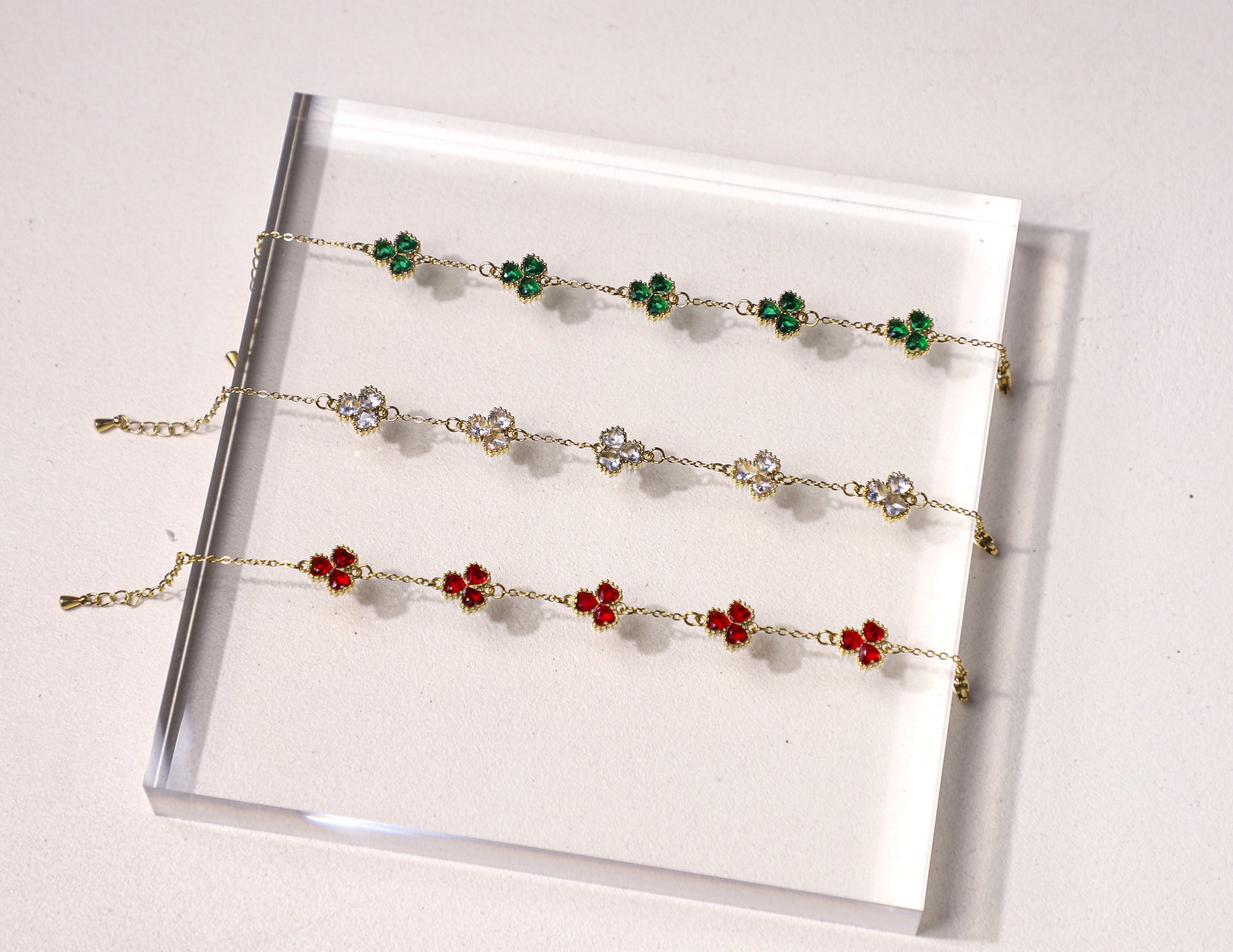 clover petal birthstone bracelet