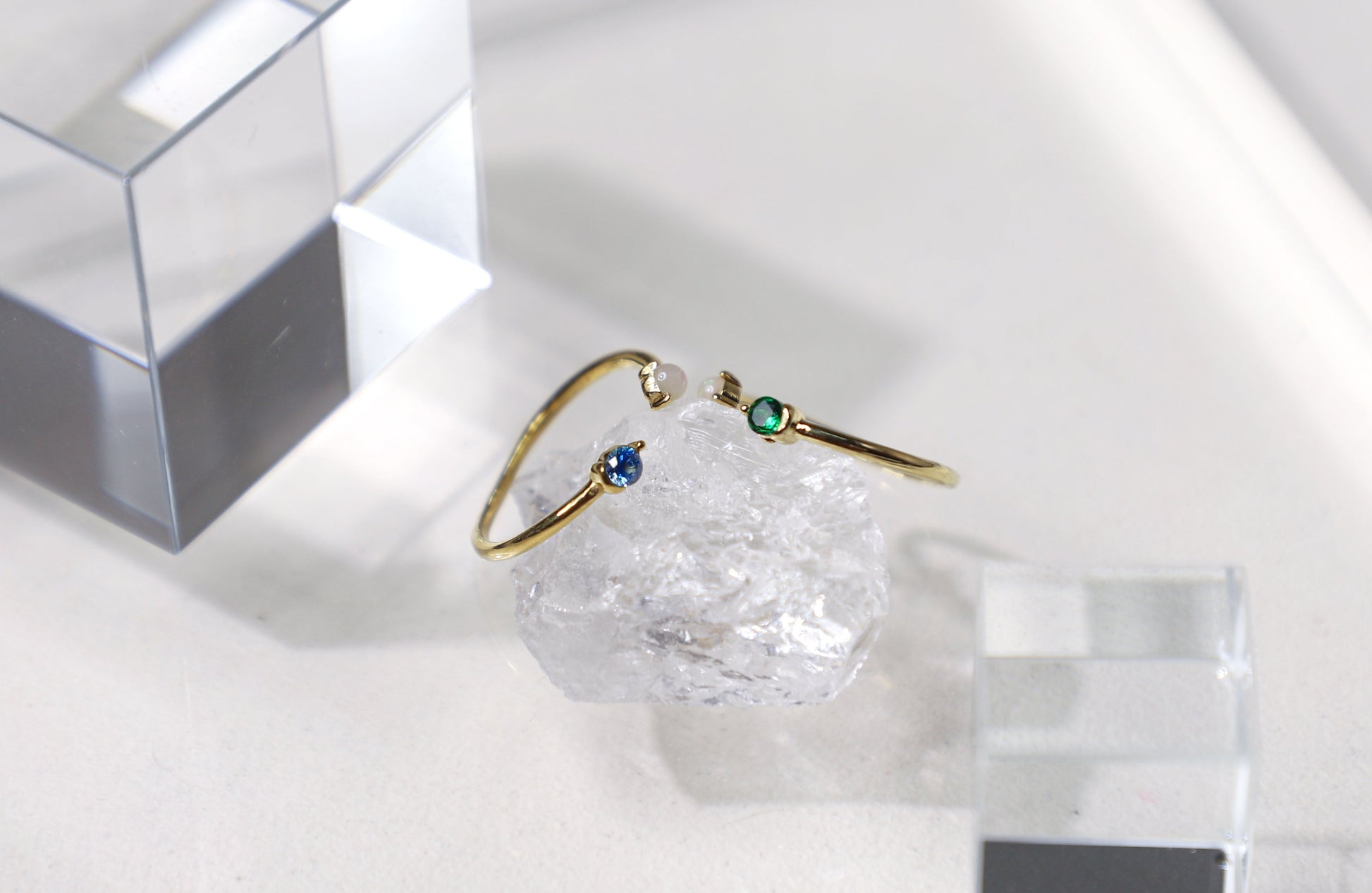birthstone & opal bead ring