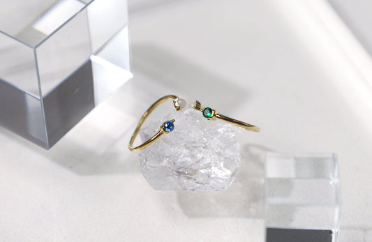 birthstone & opal bead ring