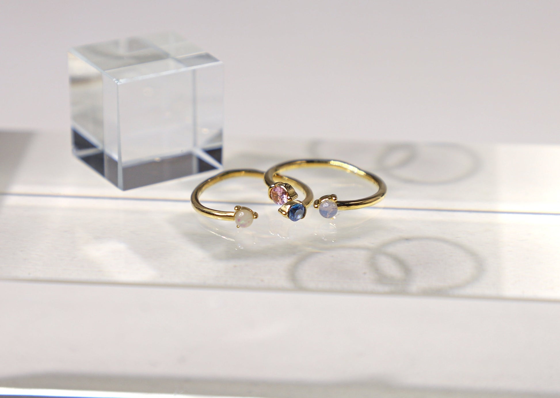 birthstone & opal bead ring