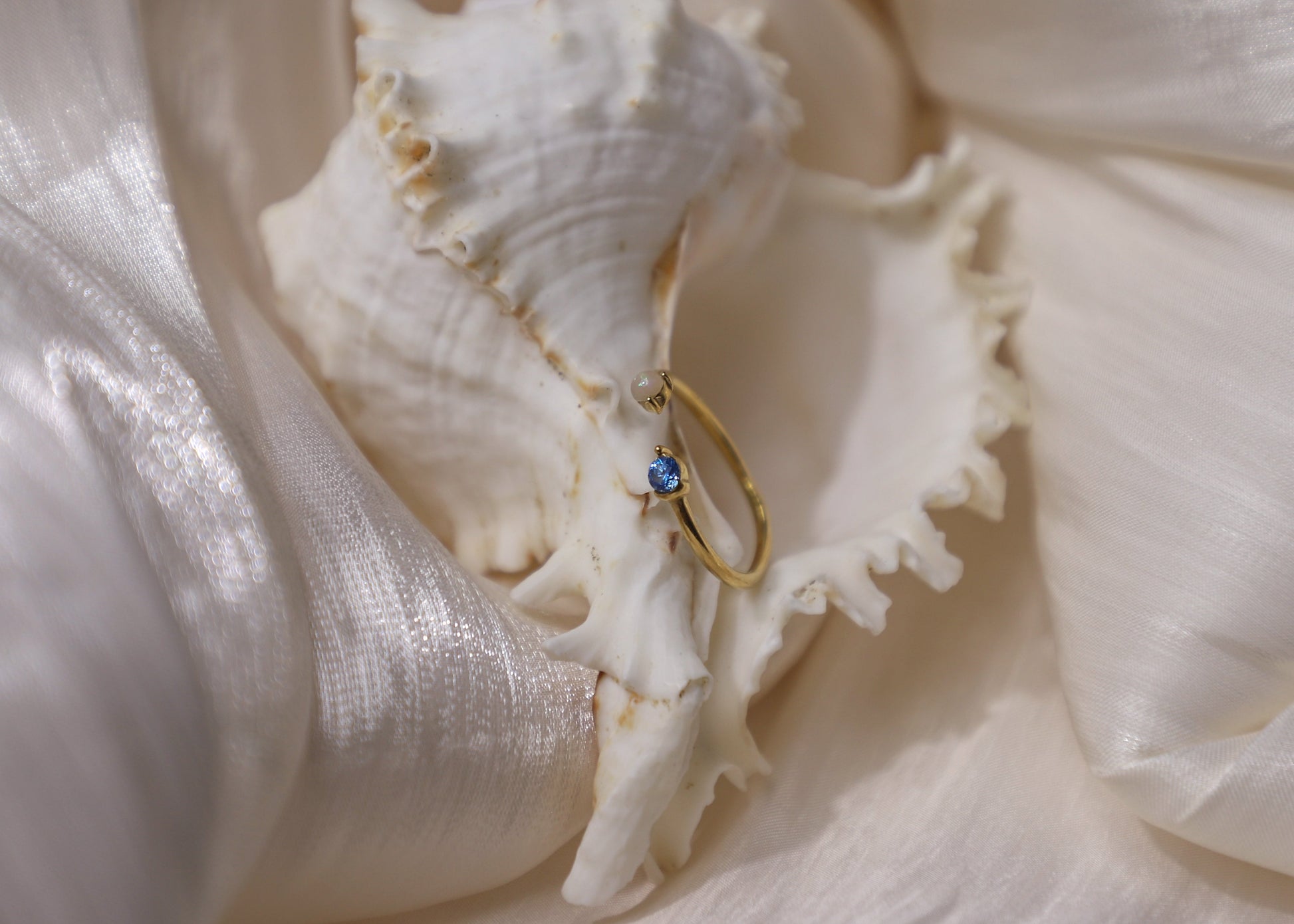 birthstone & opal bead ring