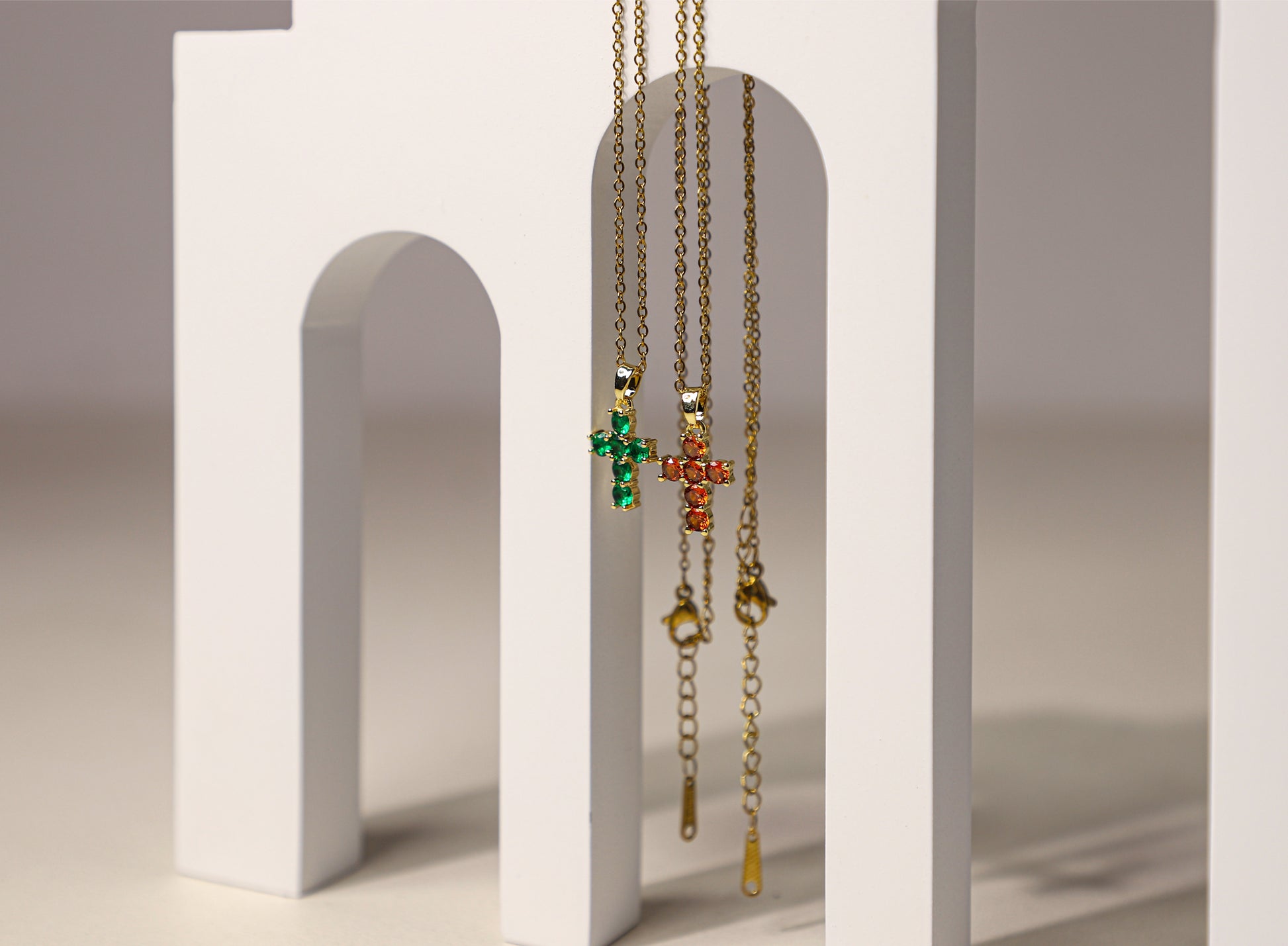 Cross birthstone necklace