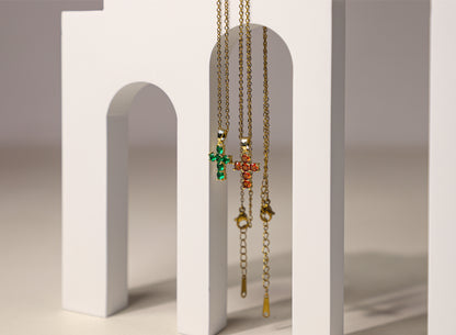 Cross birthstone necklace