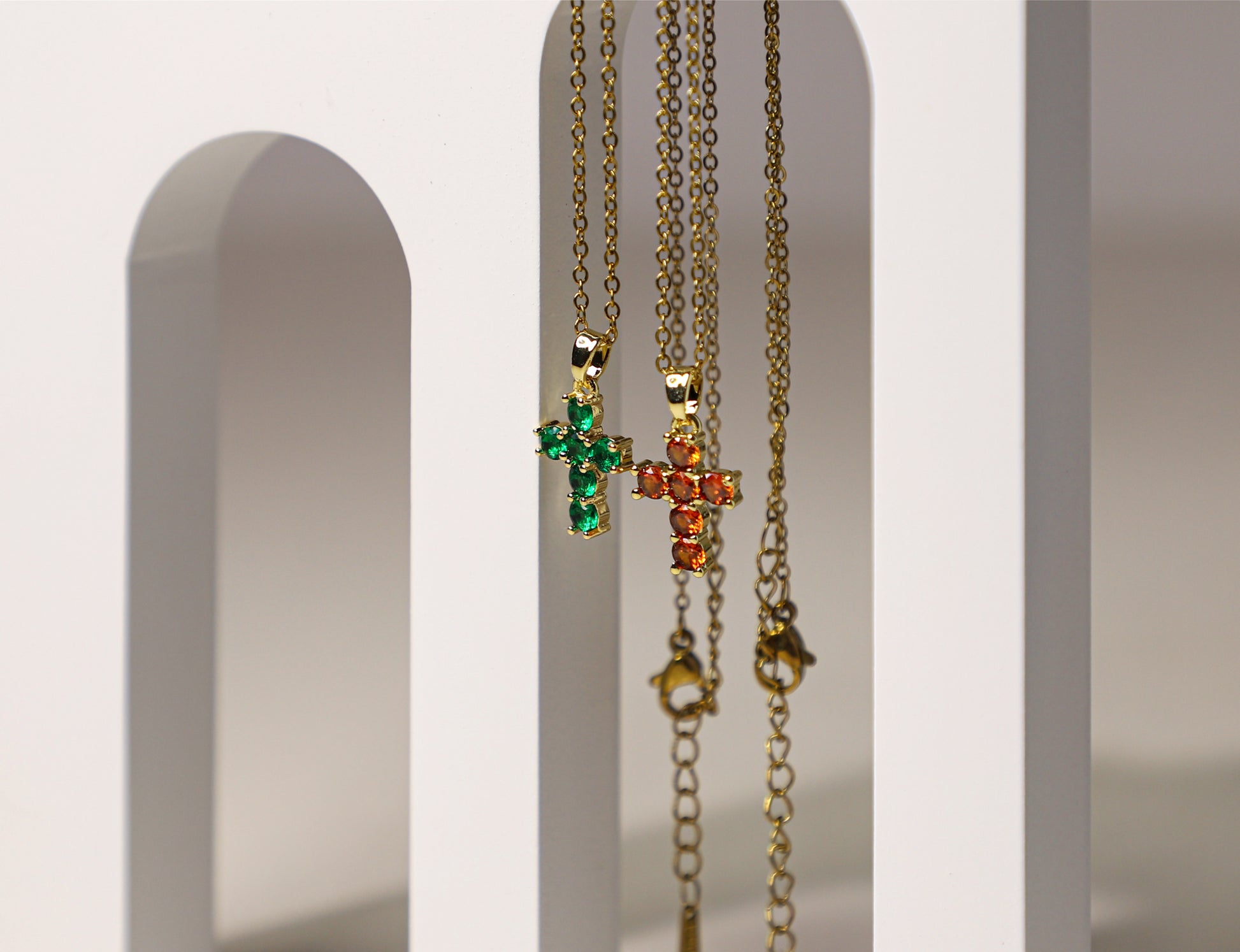 Cross birthstone necklace