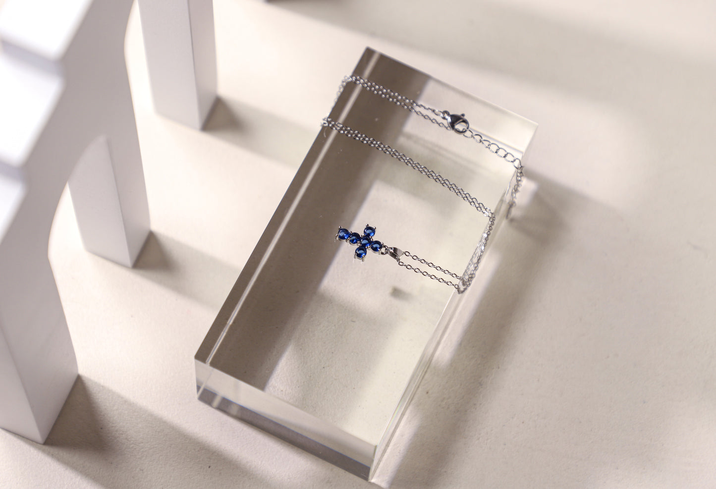 Cross birthstone necklace
