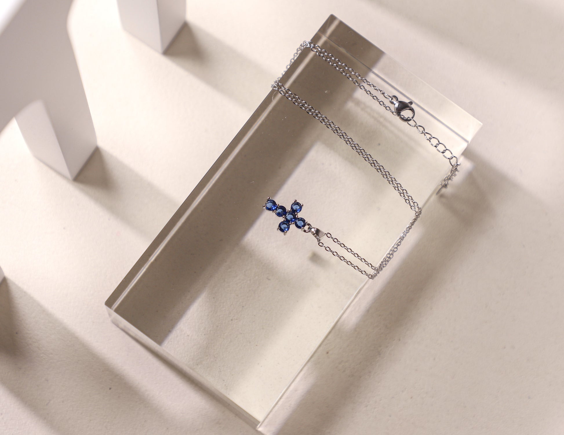 Cross birthstone necklace