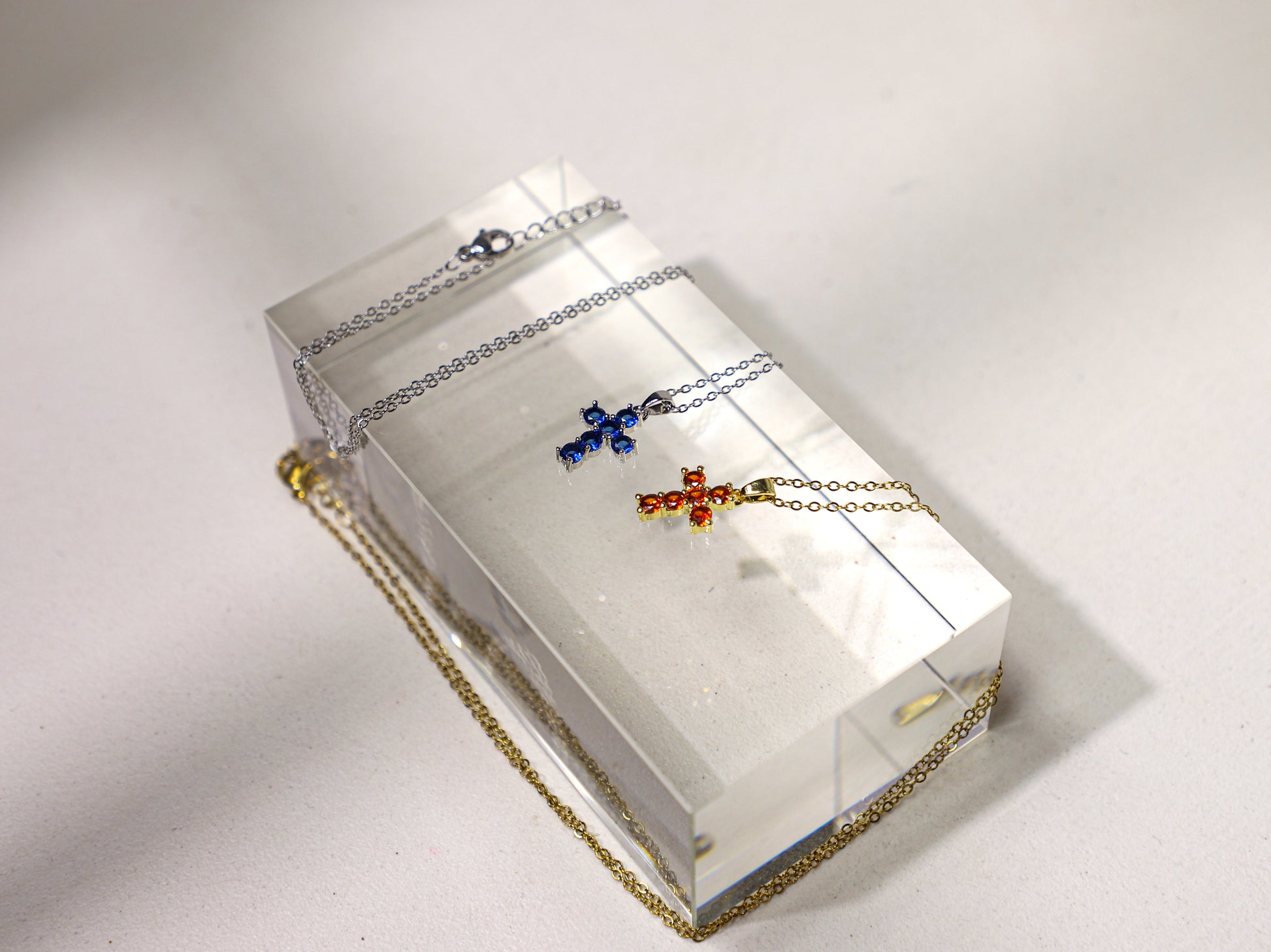 Cross birthstone necklace