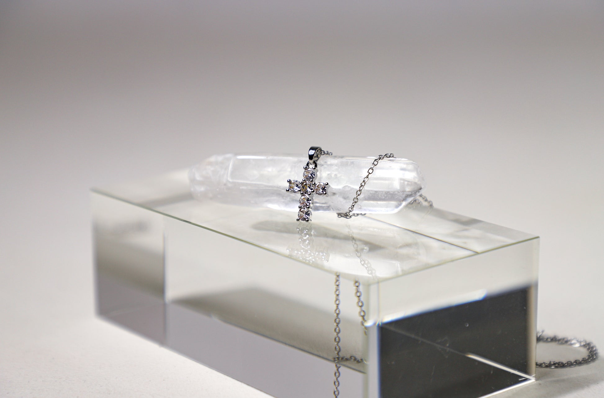 Cross birthstone necklace